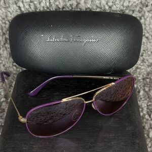 Salvatore Ferragamo SF131S 736 Shiny Light Gold, Purple Sunglasses
